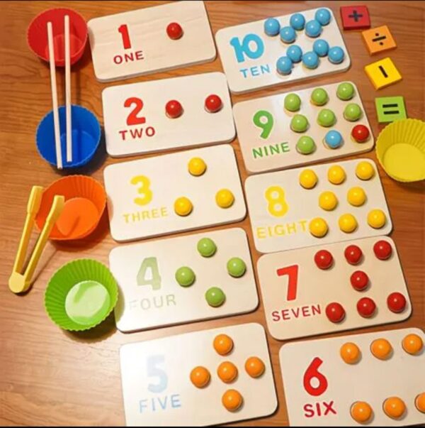 1-10 number recognition enlightenment board bead clip game